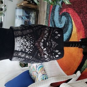 💥Black & Silver Sequin Pencil Skirt - Sm